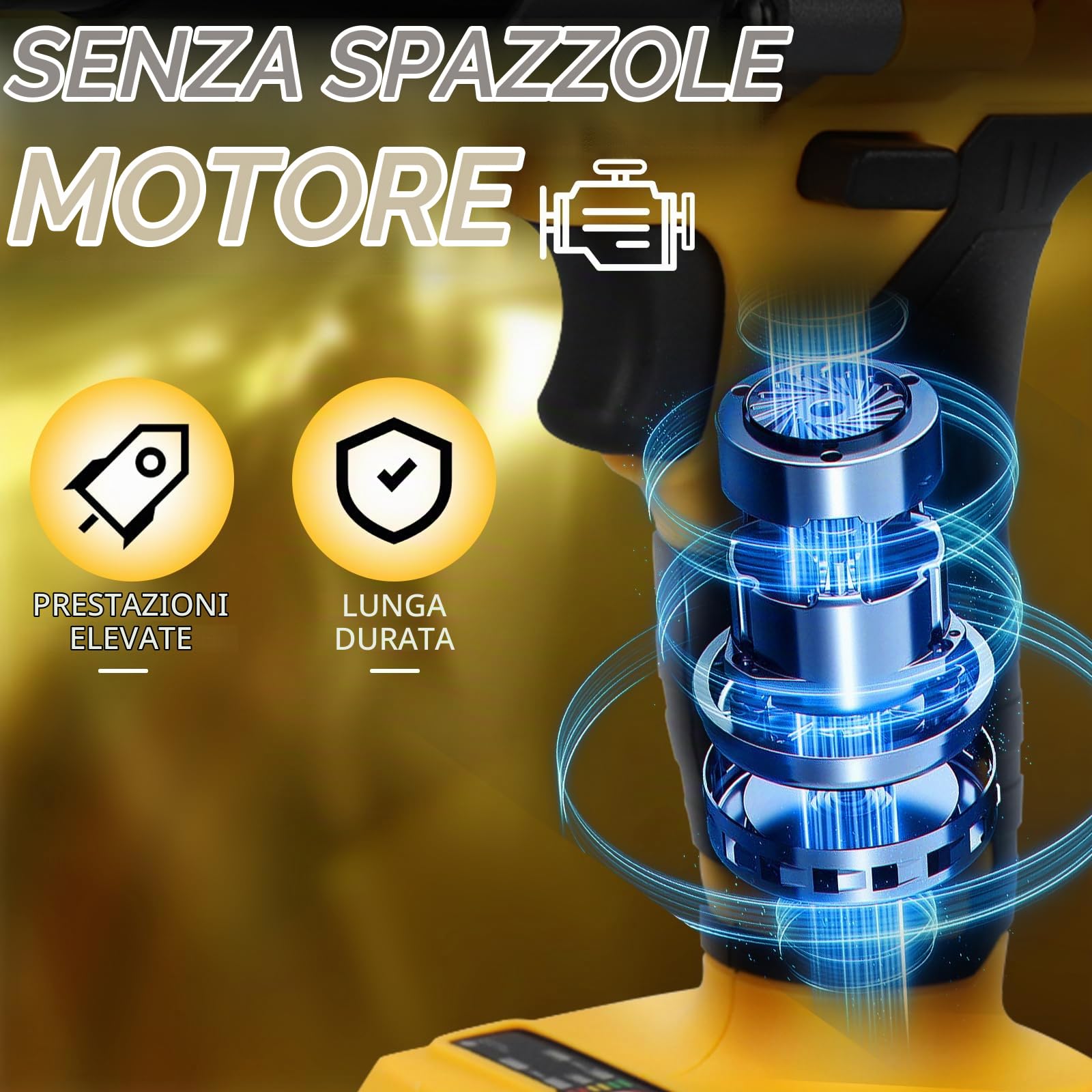 Rivettatrice a batteria con 20 rivetti per Dewalt 20V (senza batteria) | Pistola Rivettatrice Professionale Brushless, Luce LED, 3 Adattatori e Chiave, per Metallo, Plastica e Pelle