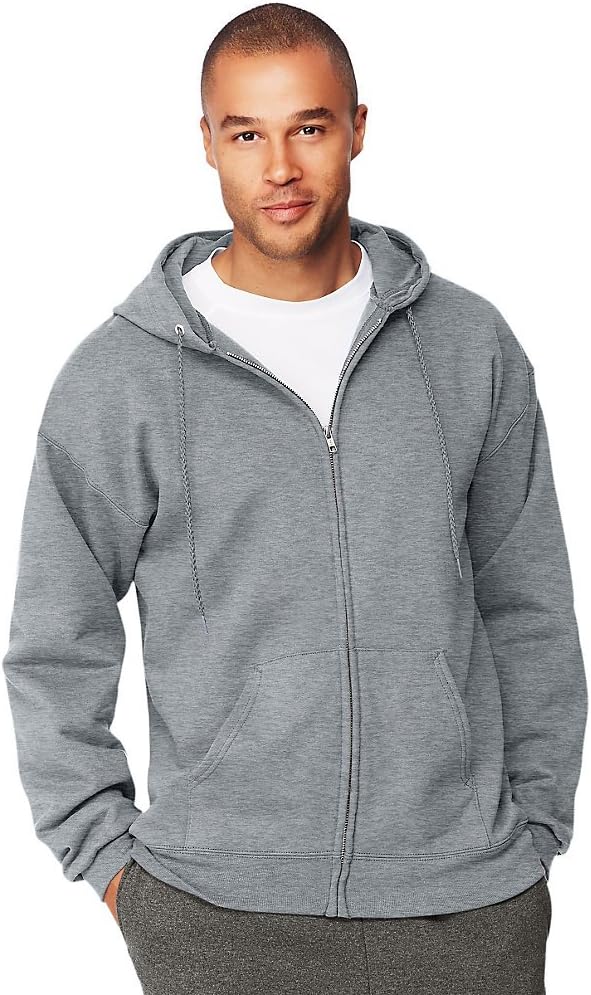 Hanes Menâ€s Ultimate Cotton Heavyweight Full Zip Hoodie_Light Steel_M