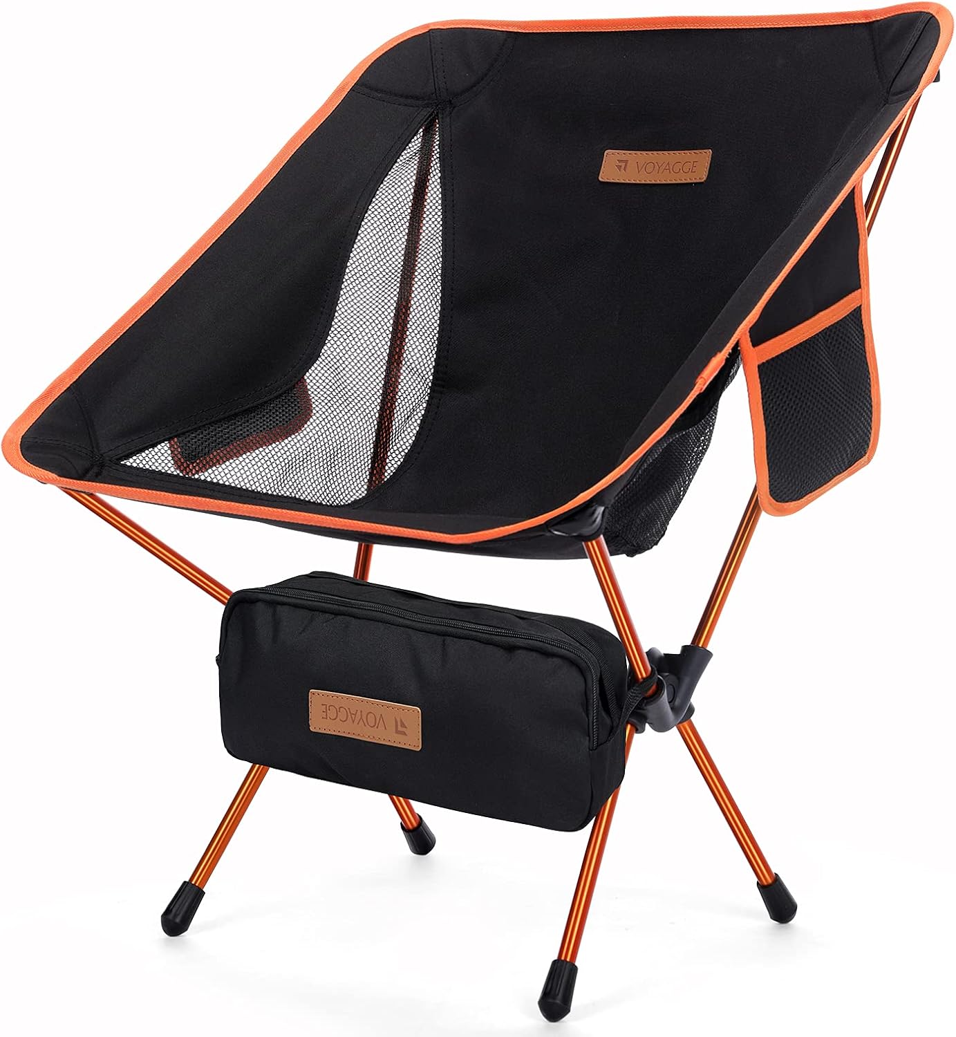 Amazon Com Voyagge Portable Camping Chair Compact Folding Backpacking Chair Small Foldable Lightweight Backpack Chair Outdoor Camp Picnic Black Orange Sports Outdoors