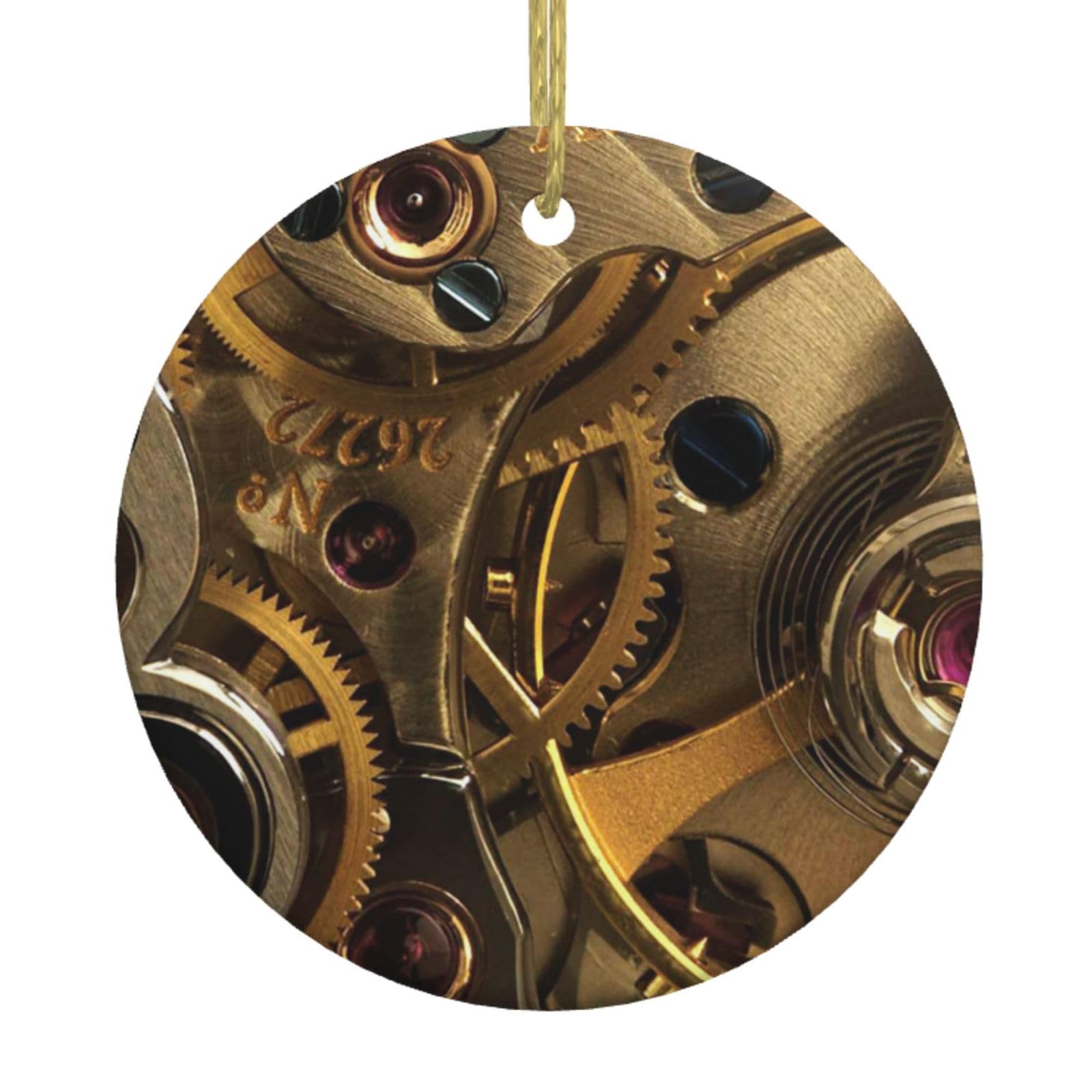 Juexdeme White Cool Steampunk Gears Christmas Ornament - Round Decoration Xmas Holiday Tree Adornment, Ideal For Seasonal Embellishment, For Yuletide - Indoor Decor For Winter Celebration