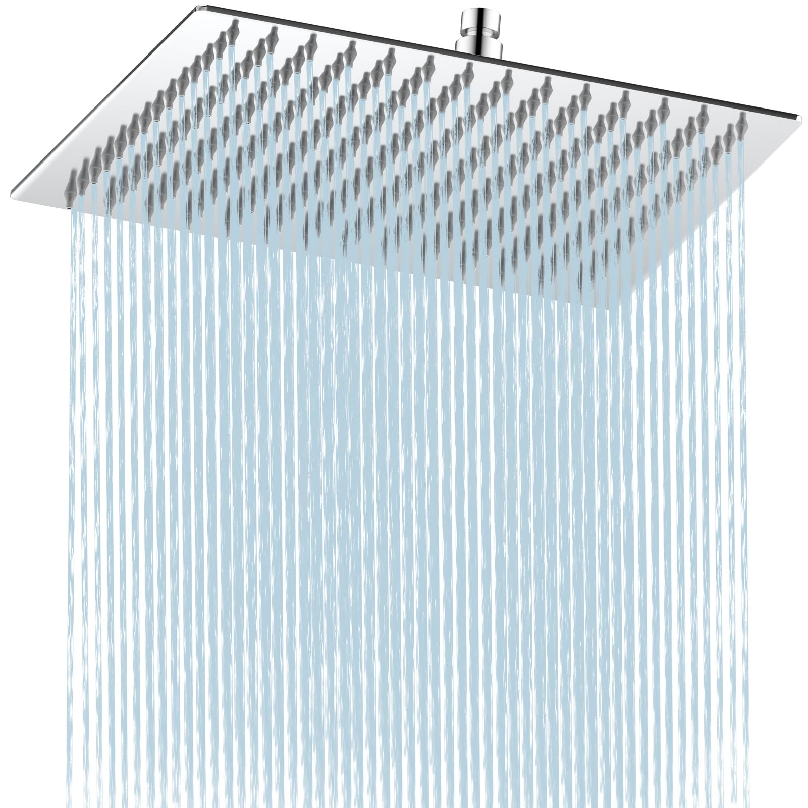 HAUSPROFI Antikalk-Duschkopf, Regenduschkopf, wassersparend, mit Düse aus Edelstahl, 30 cm, poliertes Chrom-Finish (Spiegel), quadratisch