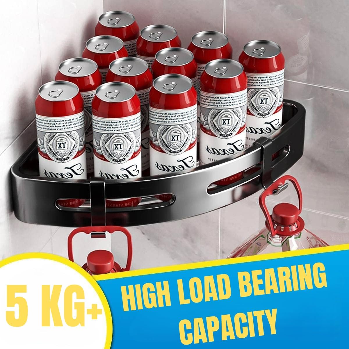 Bathroom Corner Shelves Bathroom Organiser Corner Shelf for Bathroom Wall Self Adhesive Bathroom Shelf Bathroom Corner Stand Corner Rack for Organiser Without Drill(Pack of 1)