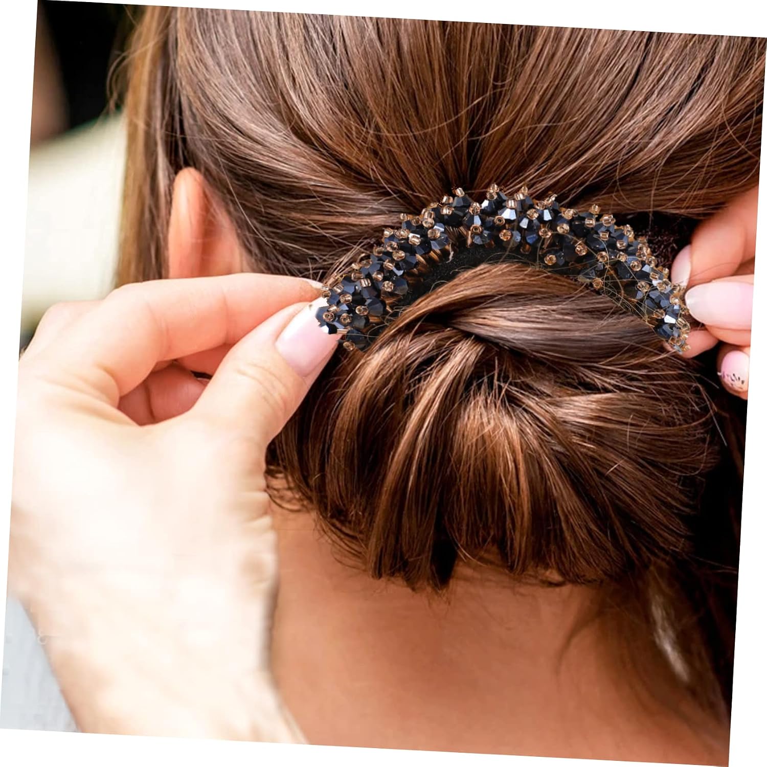 OUNONA 4Pcs DIY Hair Bun Maker Set Crystal Hair Bun Shaper for Women Easy to Use Accessories for Stylish Updos for Casual and Formal Occasions