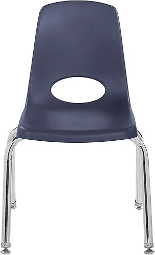 Miniatura 4 de FDP 10381-NV - Silla escolar apilable de 14 pulgadas, asiento apilable para estudiantes con patas de acero cromado y deslizadores giratorios de