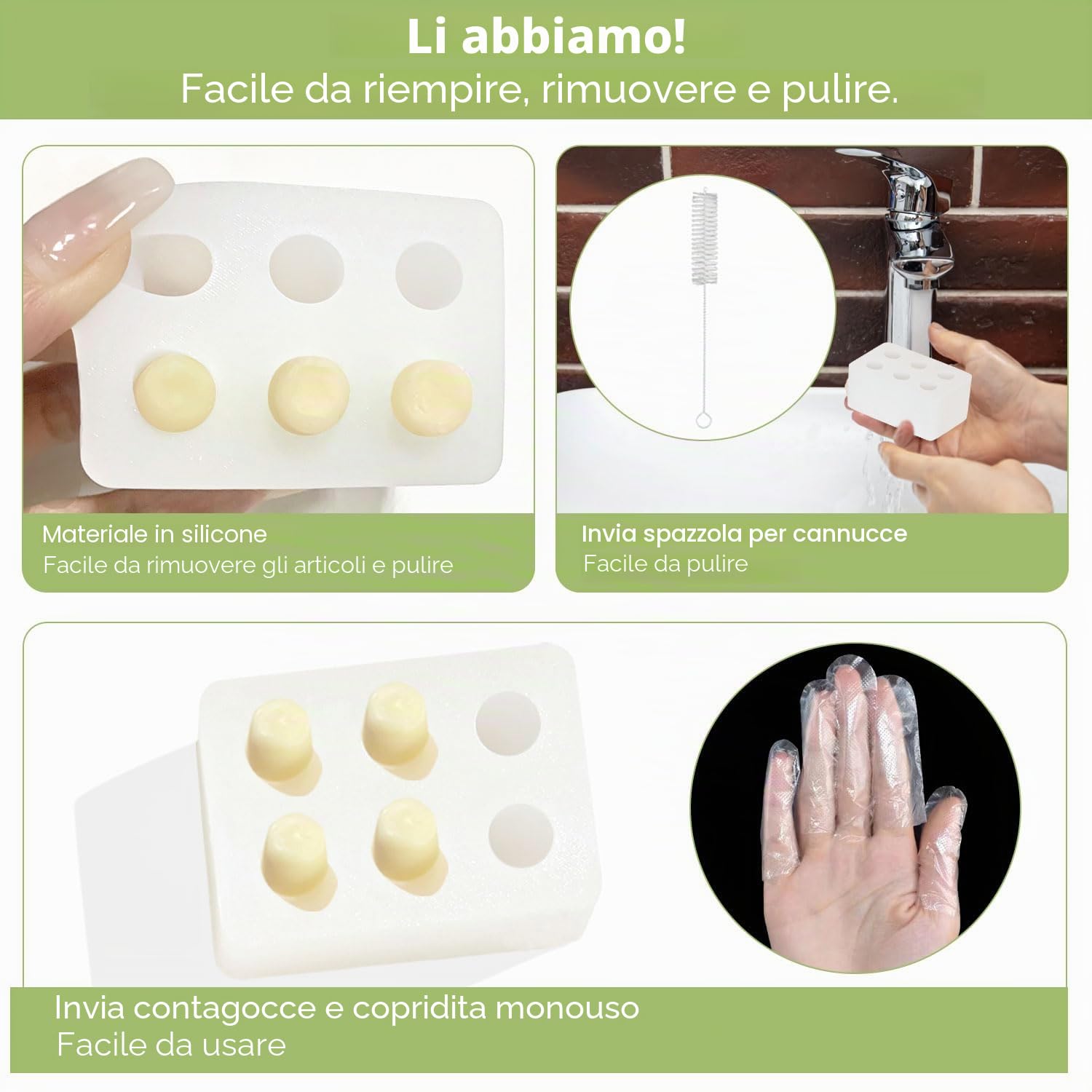 DZOTMYN - Kit di stampi in silicone per supposte, 2 ml, 4 vassoi, 10 contagocce, trasparenti, riutilizzabili