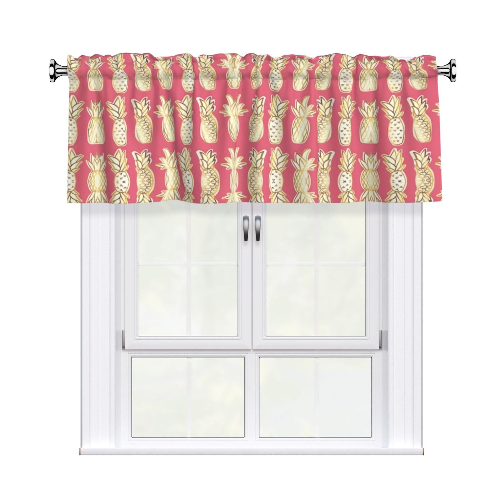 HJFCZH Pineapple Prints Durable Window Layer – 54x18 Inch 100% Polyester Peach Skin Valance for Long-Lasting Style