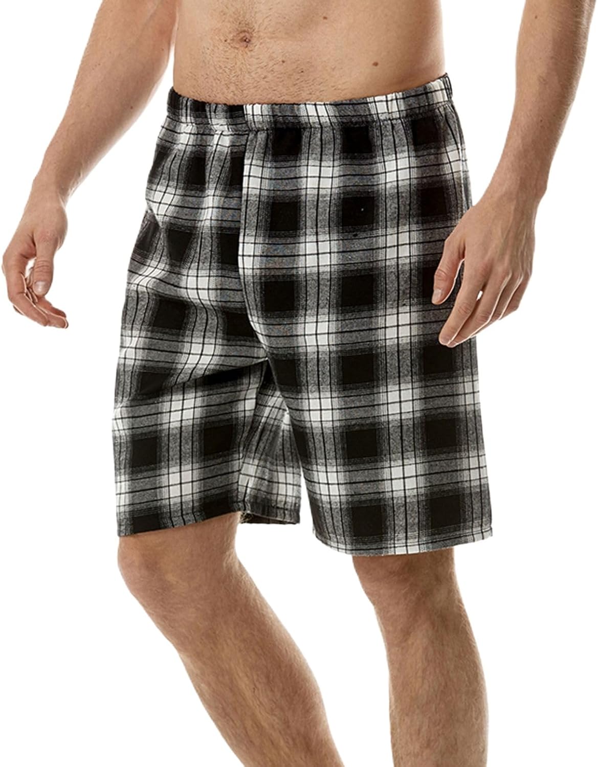 Lu's Chic Men's Soft Pajama Shorts Mid Rise Flannel Lounge Bottoms