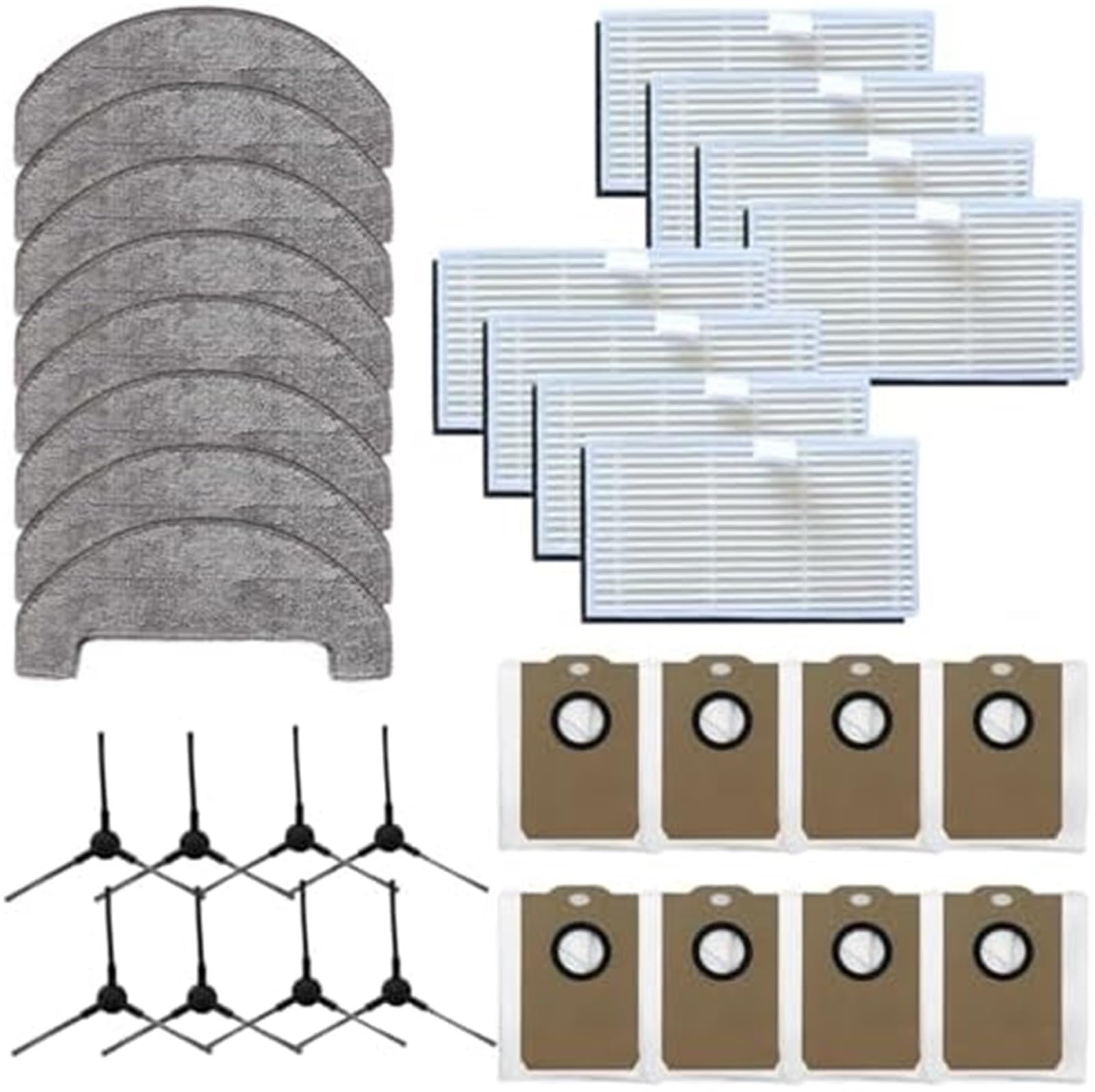 Wivplex Ricambi completi for aspirapolvere robot MONSGA MS1 MAX, inclusi filtri, panni for il lavaggio, sacchetti for la polvere e spazzole laterali. Kit di sostituzione per aspirapolvere