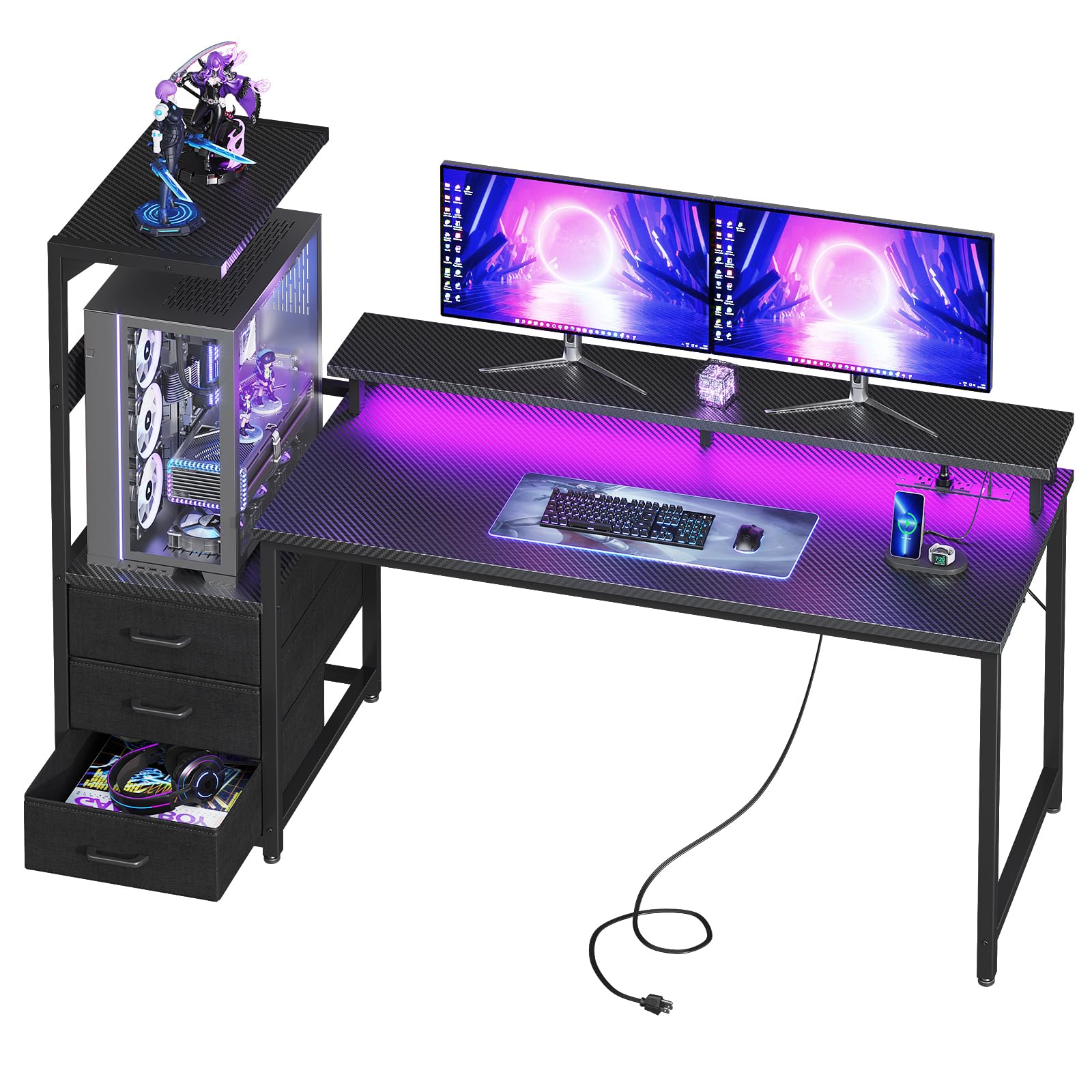AODK 59" Desk LED Drawers Monitor