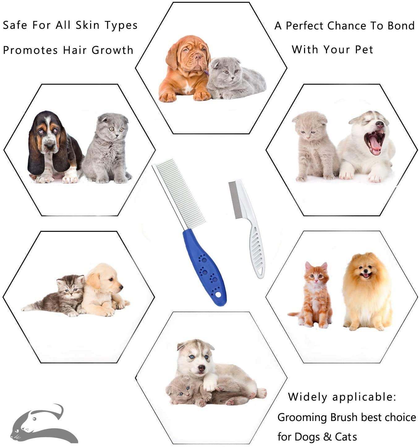 RvPaws Stainless Metal Flea Comb for Pets Grooming Comfortable to Use Dogs, Cats, Rabbit Fur Detangling Tool Flea and Tick Prevention for Animals (Single Side Comb) 2