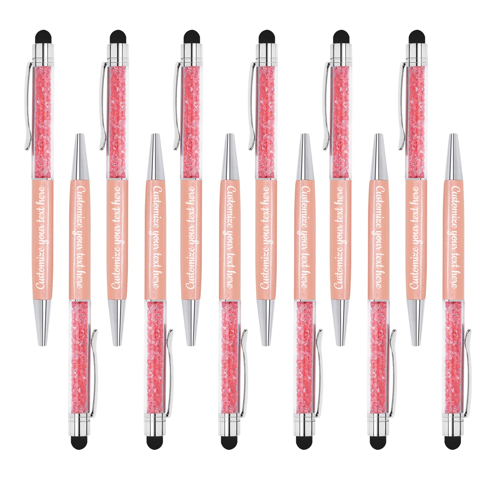 Personalized Crystal Crushed Diamond Couple Signature Pen, Personalized Stylus, Up to 300 Ballpoint Pens, Personalized Pen with Engraved Gift Name, Suitable for Girls, Ladies, Couples - 156PC