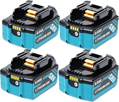 4-Pack 18V 8A Replace for Makita 18V Battery Compatible for Makita 18v Batteries BL1860B BL1850B BL1840B BL1830B BL1815B Cordless Tools