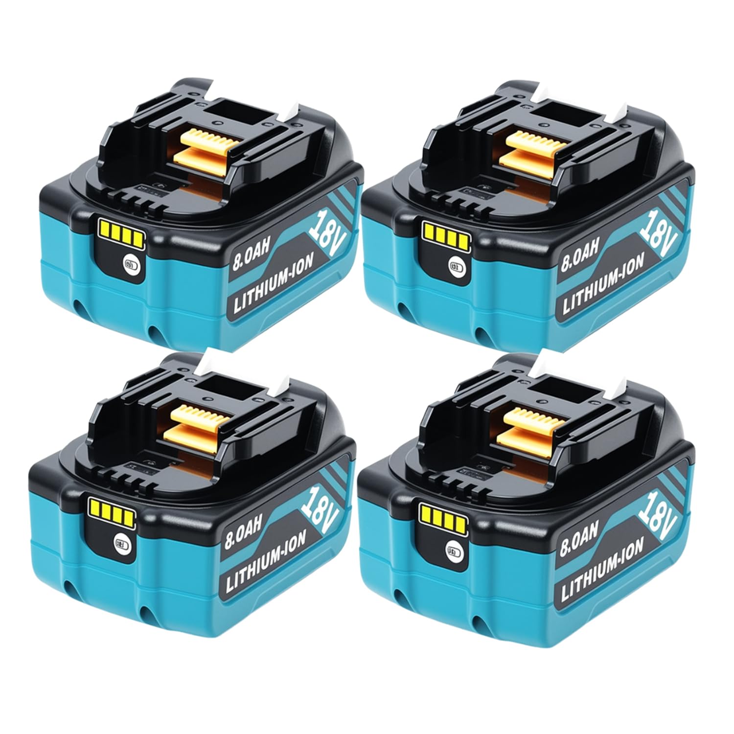 HAPPLYS 4-Pack 18V 8A Replace for Makita 18V Battery Compatible for Makita 18v Batteries BL1860B BL1850B BL1840B BL1830B BL1815B Cordless Tools