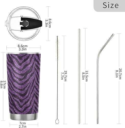 Miniatura 3 de Zebra Stripes Design - Vaso de 20 onzas con aislamiento de rayas negras de cebra negra, vaso de vino de acero inoxidable, botella de agua