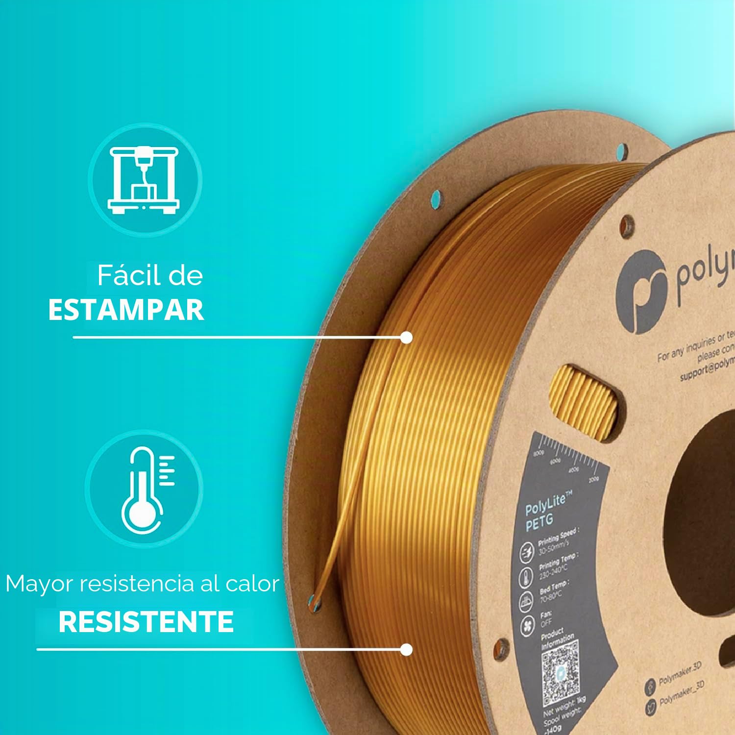 Polymaker PolyLite PETG Gold - 1,75mm - 1kg
