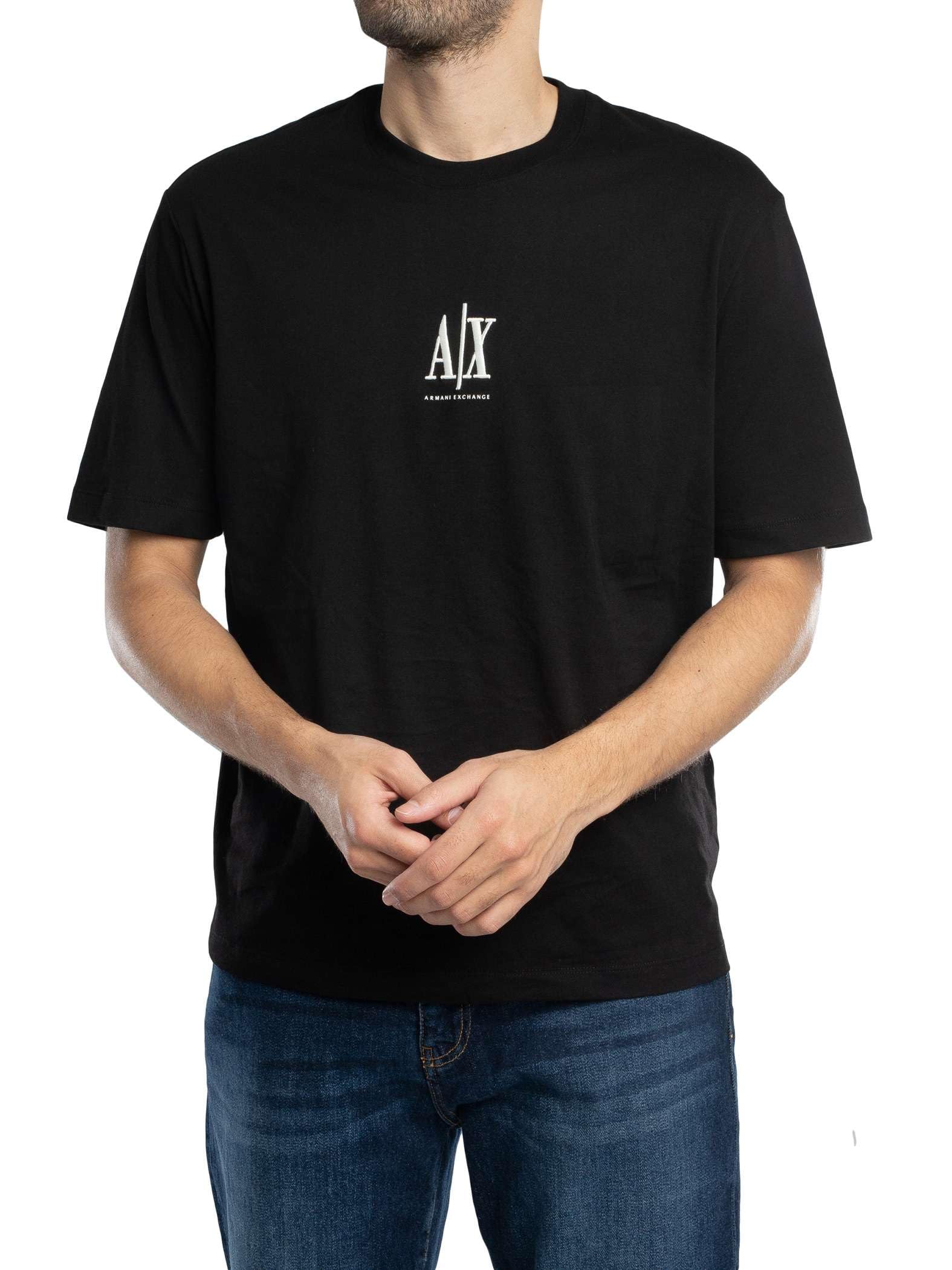 Armani Exchange Men's Black Icon Project, Embroidered Logo, T-Shirt, Xxl