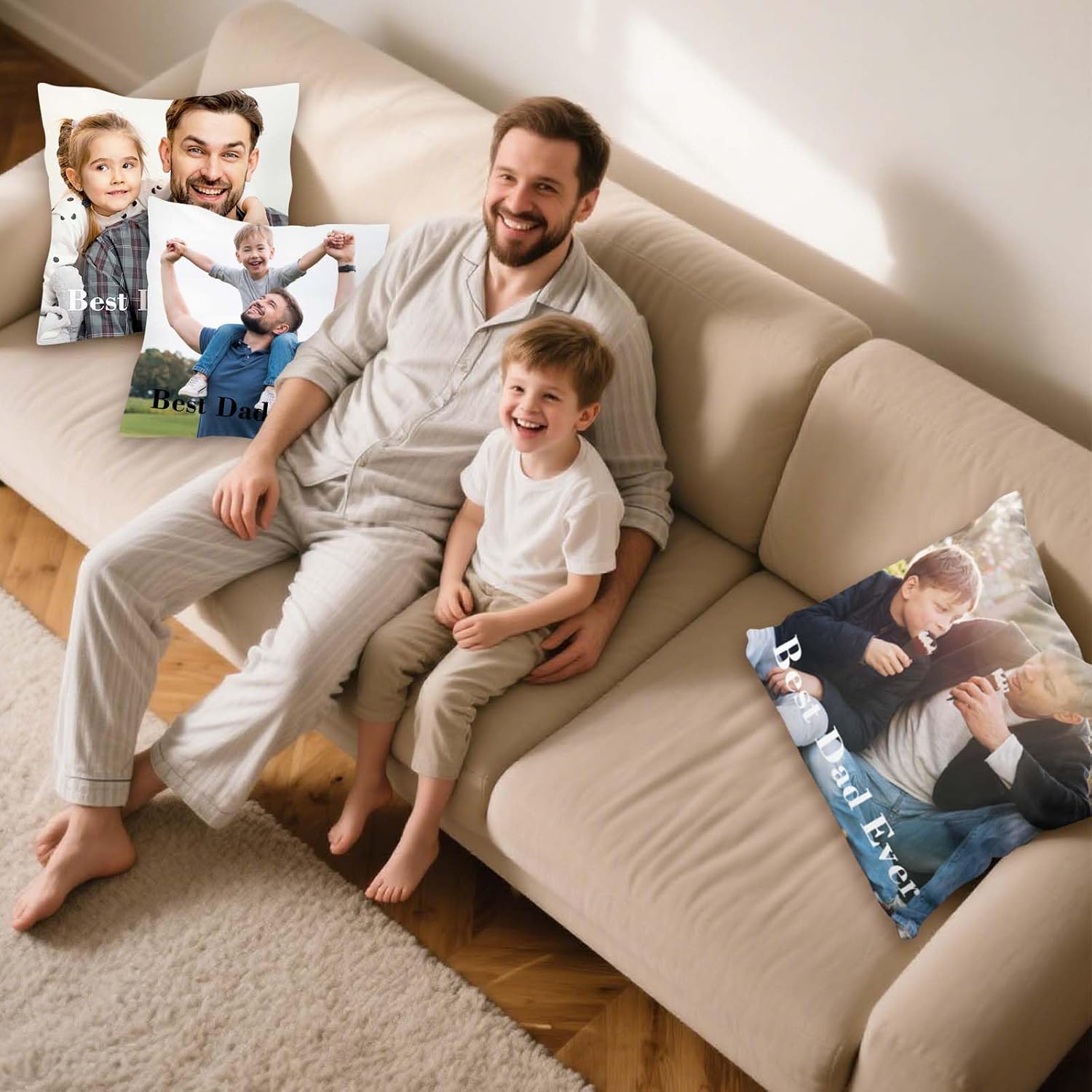 Custom Photo Pillow 18"x18" - Personalized Double Sided Pillows Cover with Picture Text, Soft Decorative Throw Case, Unique Gift for Couples, Family, Friends（Pillow Insert Included）