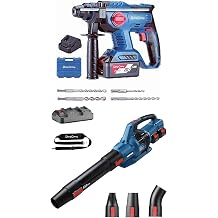 DongCheng Leaf Blower, 650 CFM 40V Cordless Leaf Blower with 2 * 4.0Ah Batteries and Charger & 20V Max Cordless Rotary Hammer Drill, 7/8" SDS-Plus, 4 Application Modes, Brushless, 2.1 Joules, 1400RPM