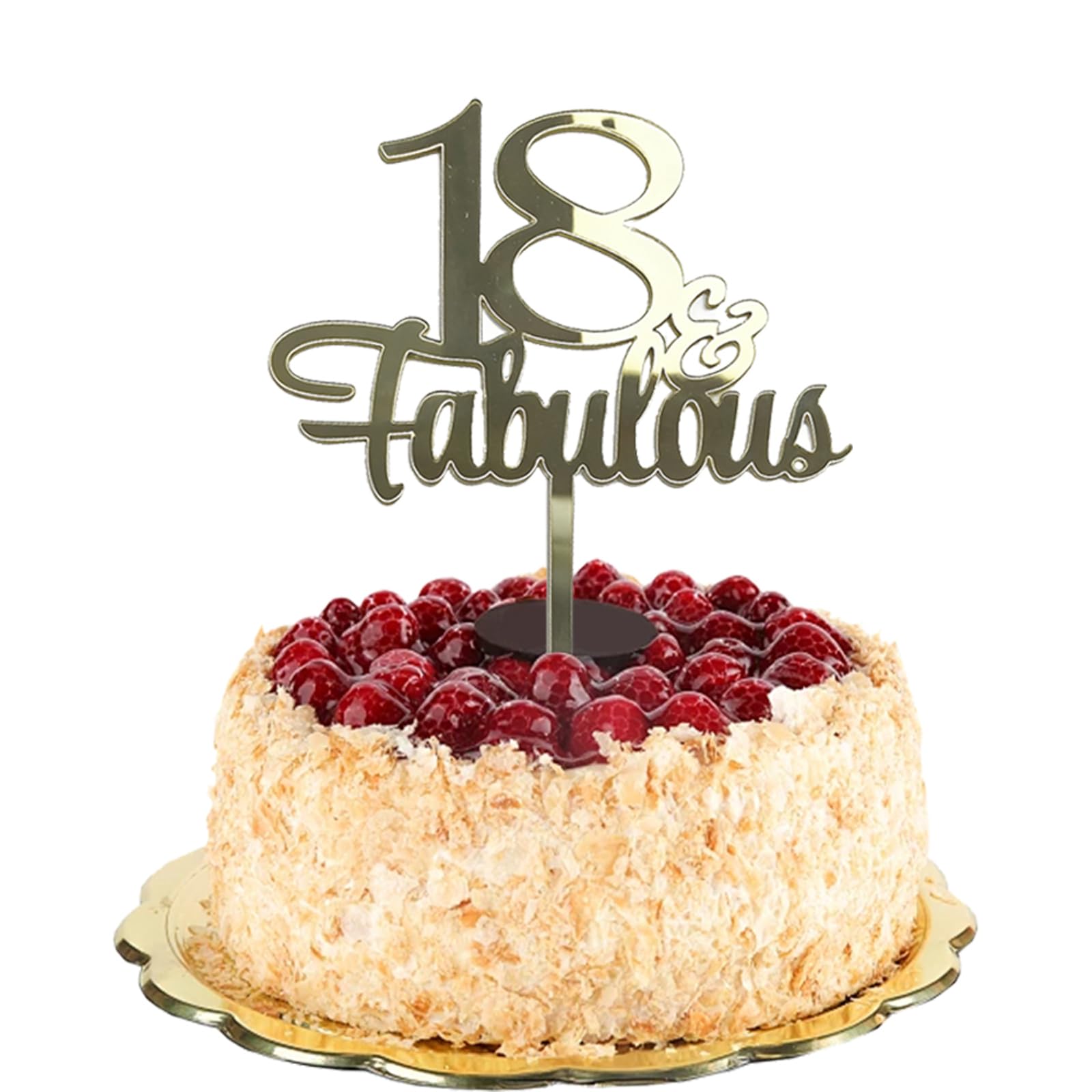 Gold Acrylic 18th Birthday Cake Topper - Elegant 18 Fabulous Cake Decorations for Girls & Boys - Reusable Durable Party Supplies for Coming of Age Celebration