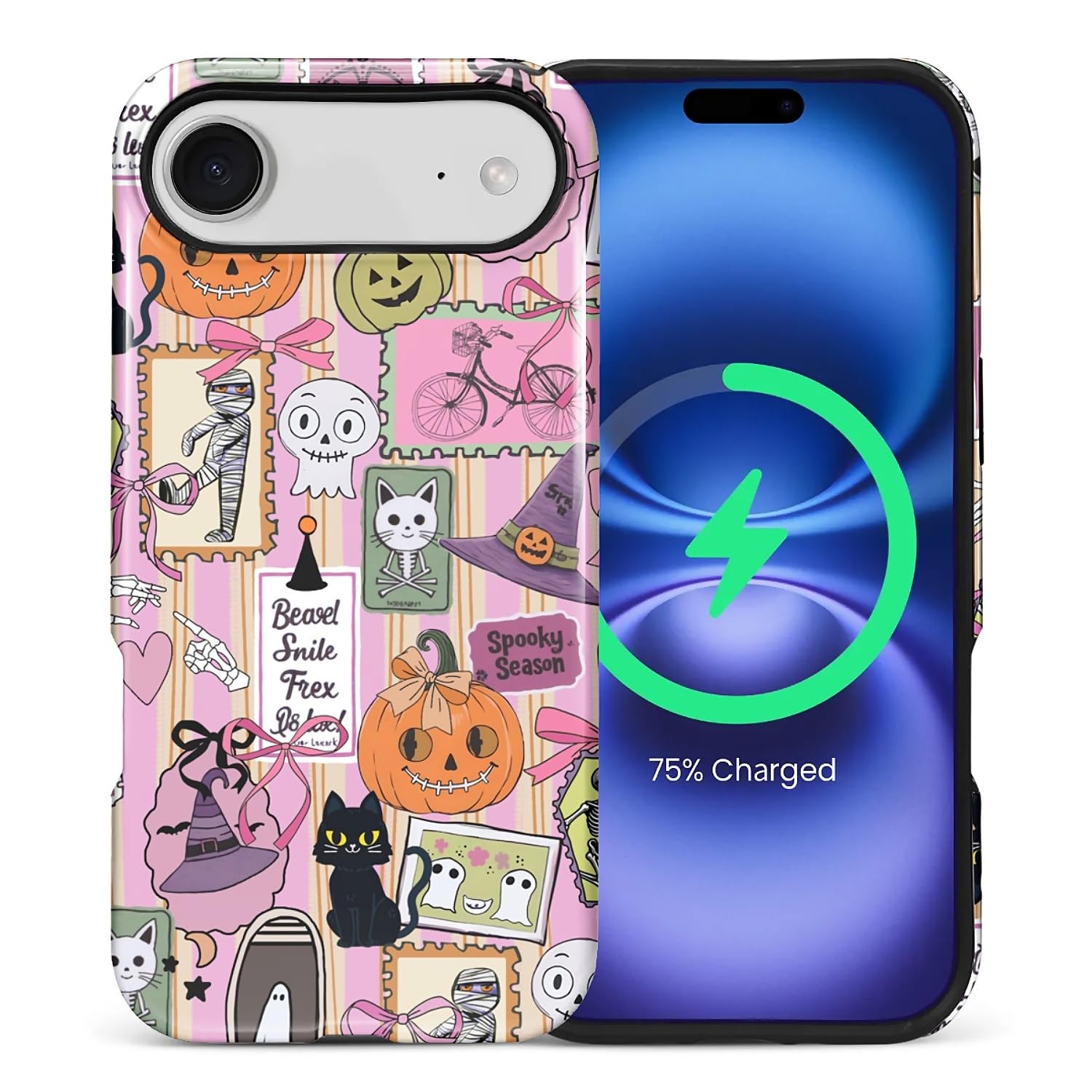 for iPhone 17 Air Case for Women Girl Men Boy, Compatible with MagSafe, Shockproof Soft Silicone & Hard PC Shell Protective Case for iPhone 17 Air - Pastel Goth Halloween Pumpkin Ghost Pastel Goth Halloween Pumpkin Ghost IPhone 17 Air