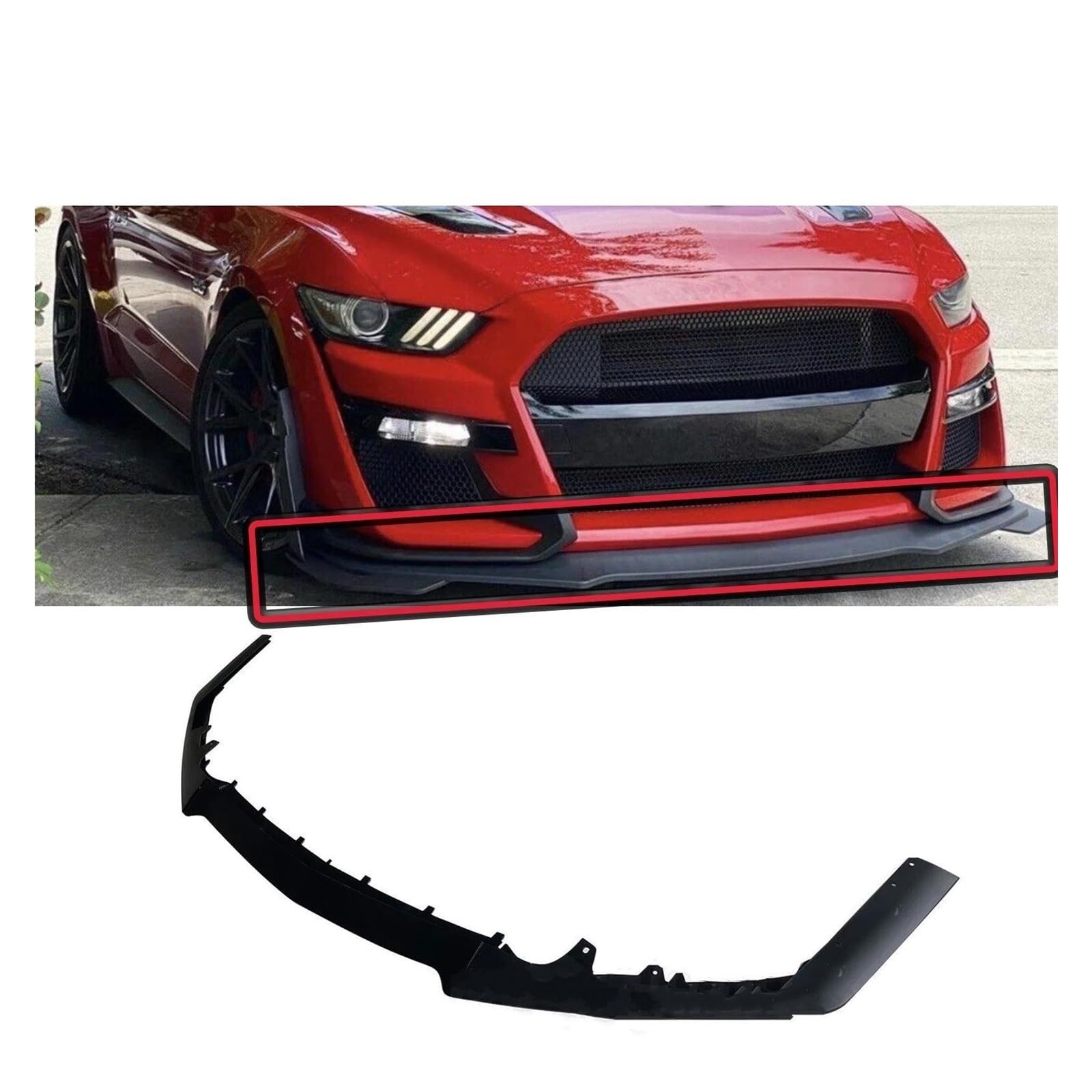 Spoilerlippe Für Ford Für Mustang Für GT500 2014-2021 3Pcs Ersatz Front Lip Stil Auto Frontschürze Spoiler Splitter Matte Schwarz Glänzend Schwarz Frontspoiler Lippe (Farbe : Matt-schwarz)