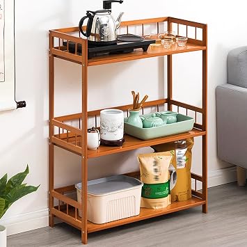 Corner Shelf, Bamboo Corner Kitchen Shelf, Corner Bookcase for Small Spaces, Multipurpose Shelving Unit, Corner Shelves Stand Display Shelves, for Home Office, Bedroom, Living Room