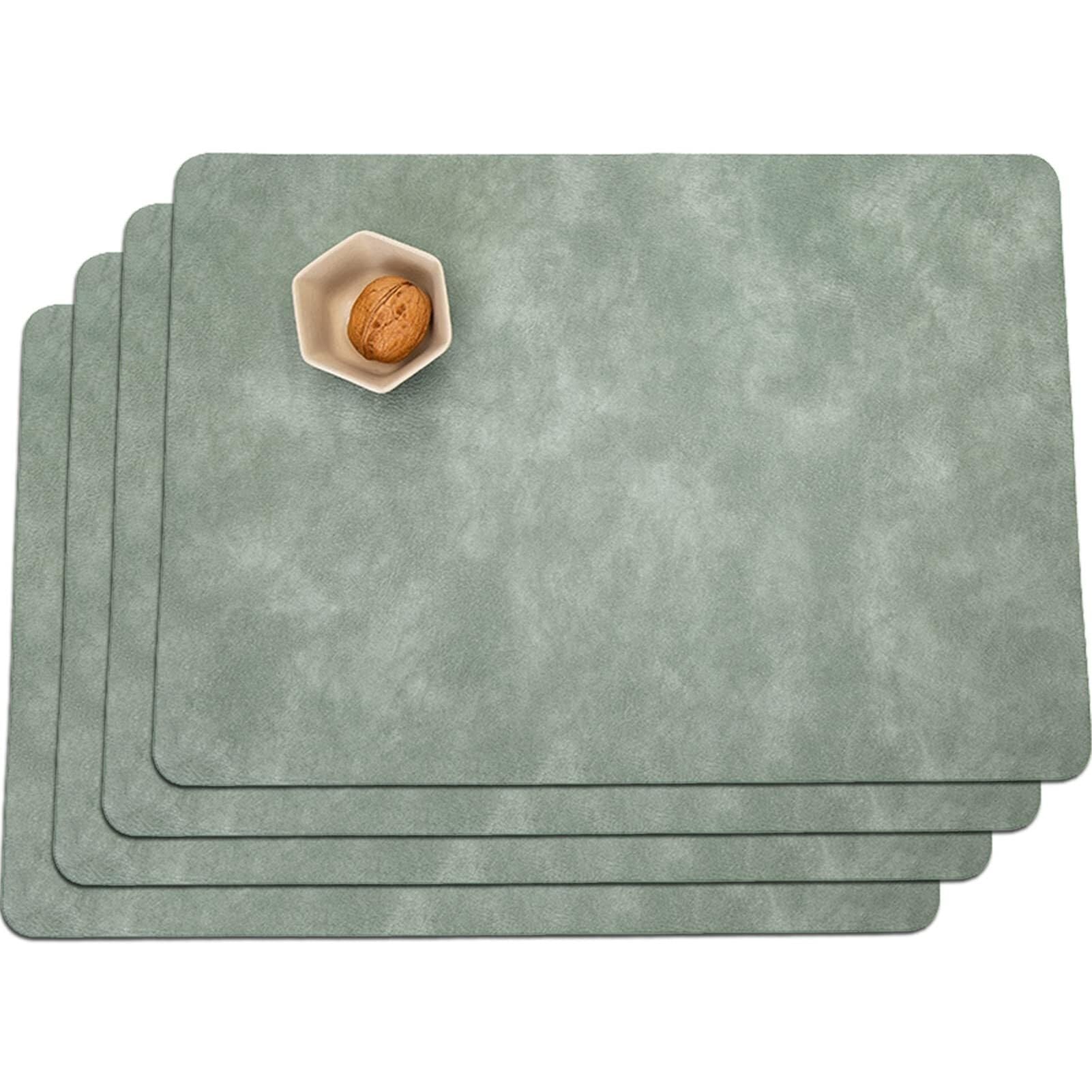 Sets de table similicuir imperméables lot de 4 tapis de table cuisine chic vert clair