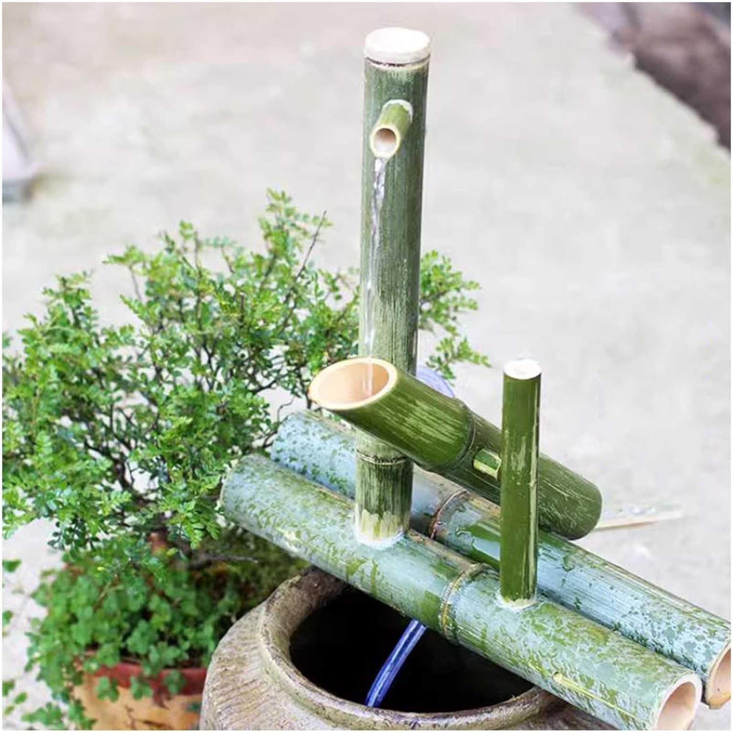 Bamboo Water Fountain with Pump,Japan Garden Waterfall Outdoor Water Fountain Spout,Outdoor Feature Pond Decor for Garden Decoration(50cm)