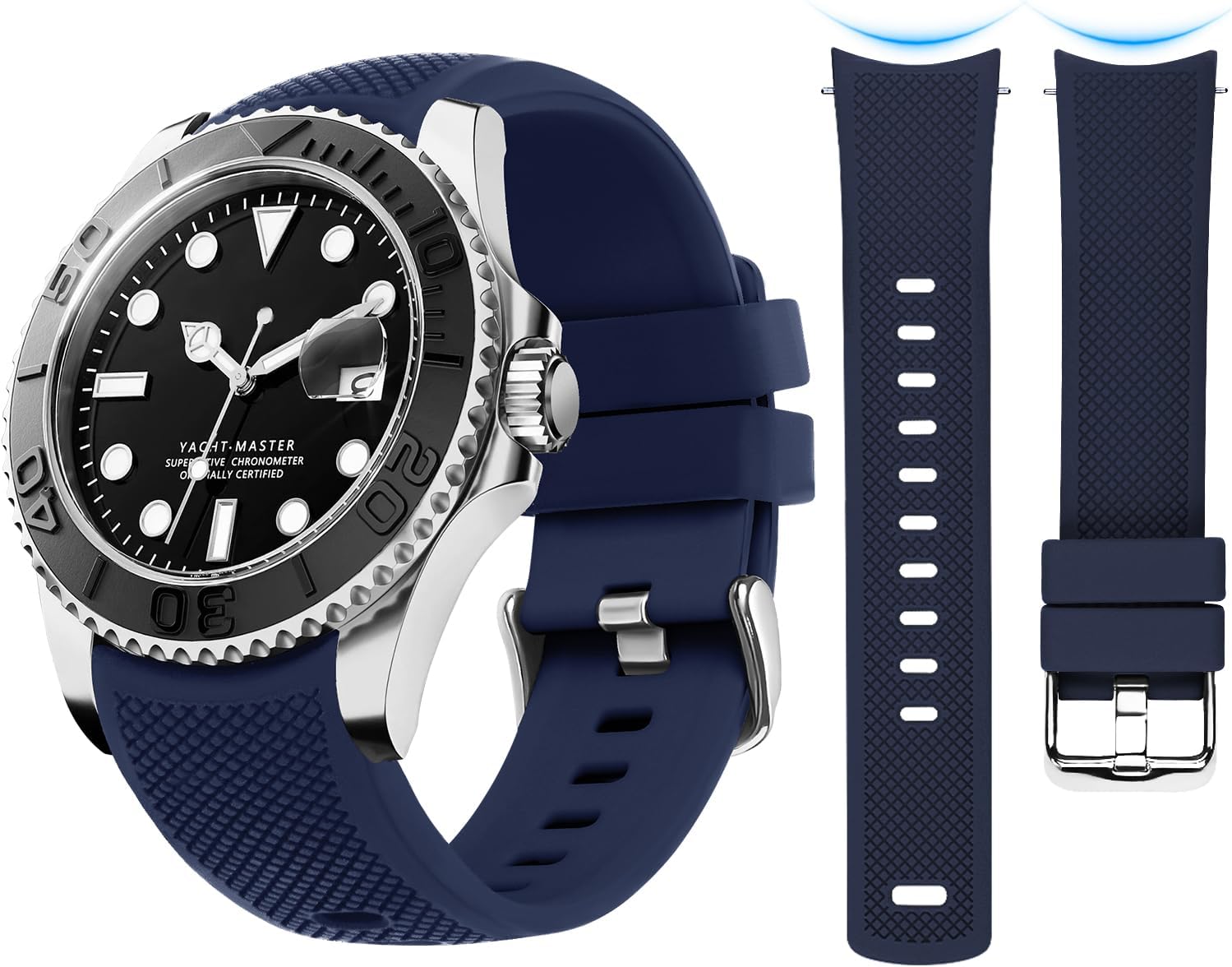 FullmosaFullmosa Watch Straps 20mm Silicone Smart Watch Strap No Gaps Compatible with Samsung Galaxy/Garmin for Men, Blue