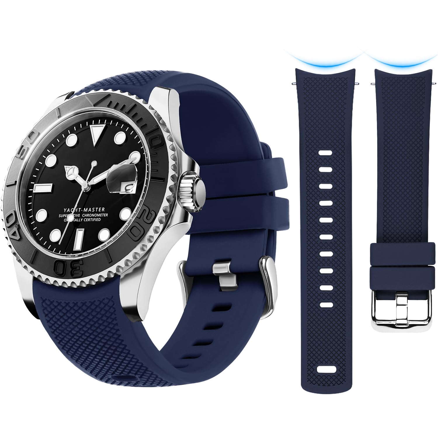 FullmosaFullmosa Watch Straps 20mm Silicone Smart Watch Strap No Gaps Compatible with Samsung Galaxy/Garmin for Men, Blue