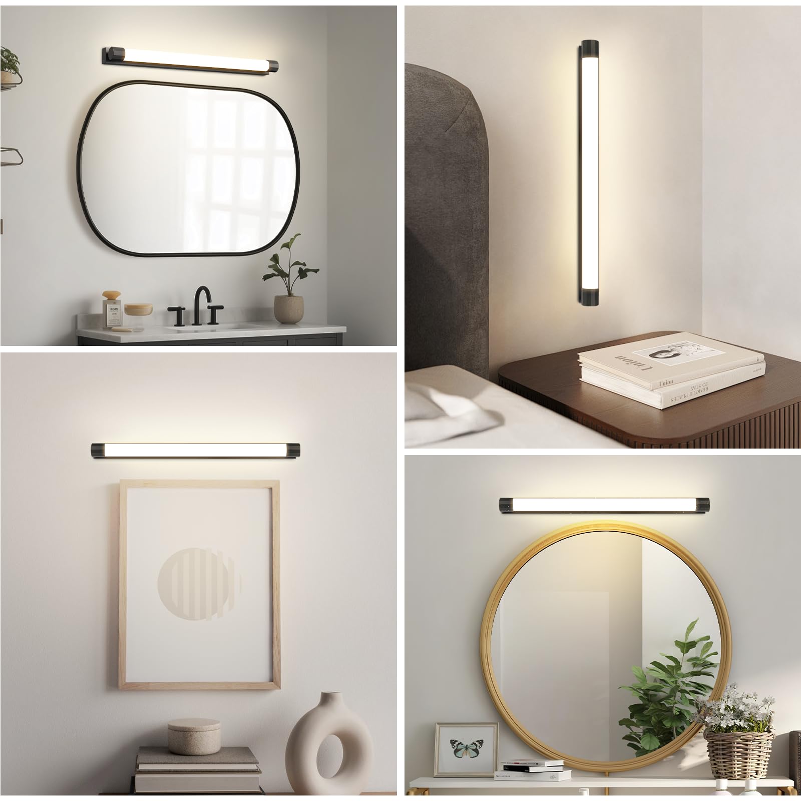Lampada da specchio per bagno a LED - Nero Lampada da parete per | bagno da 50 cm, IP44, illuminazione per armadietto a specchio da 10W 4000K