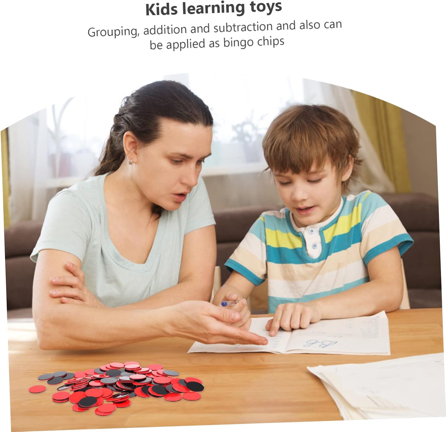 100pcs Colored Math Learning Chips Dual-Color Plastic Counting Discs for Boy Girl for Early Education and Interactive Games Counting Tokens