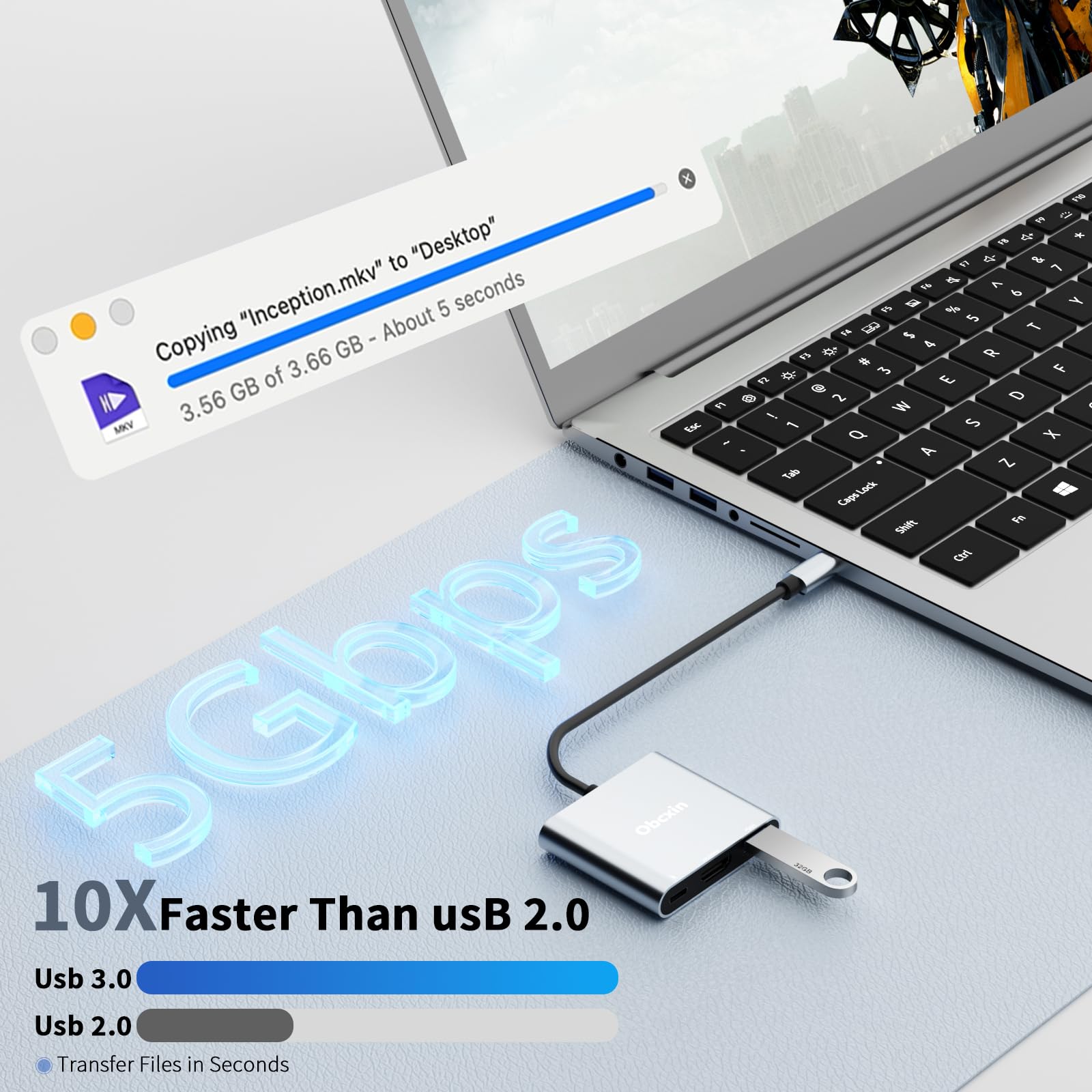 Adaptador USB C a HDMI 4K@60Hz, USB 3.0, 100W PD Carga Rápida, Hub Tipo C para MacBook Pro/Air, iPad Pro, Samsung