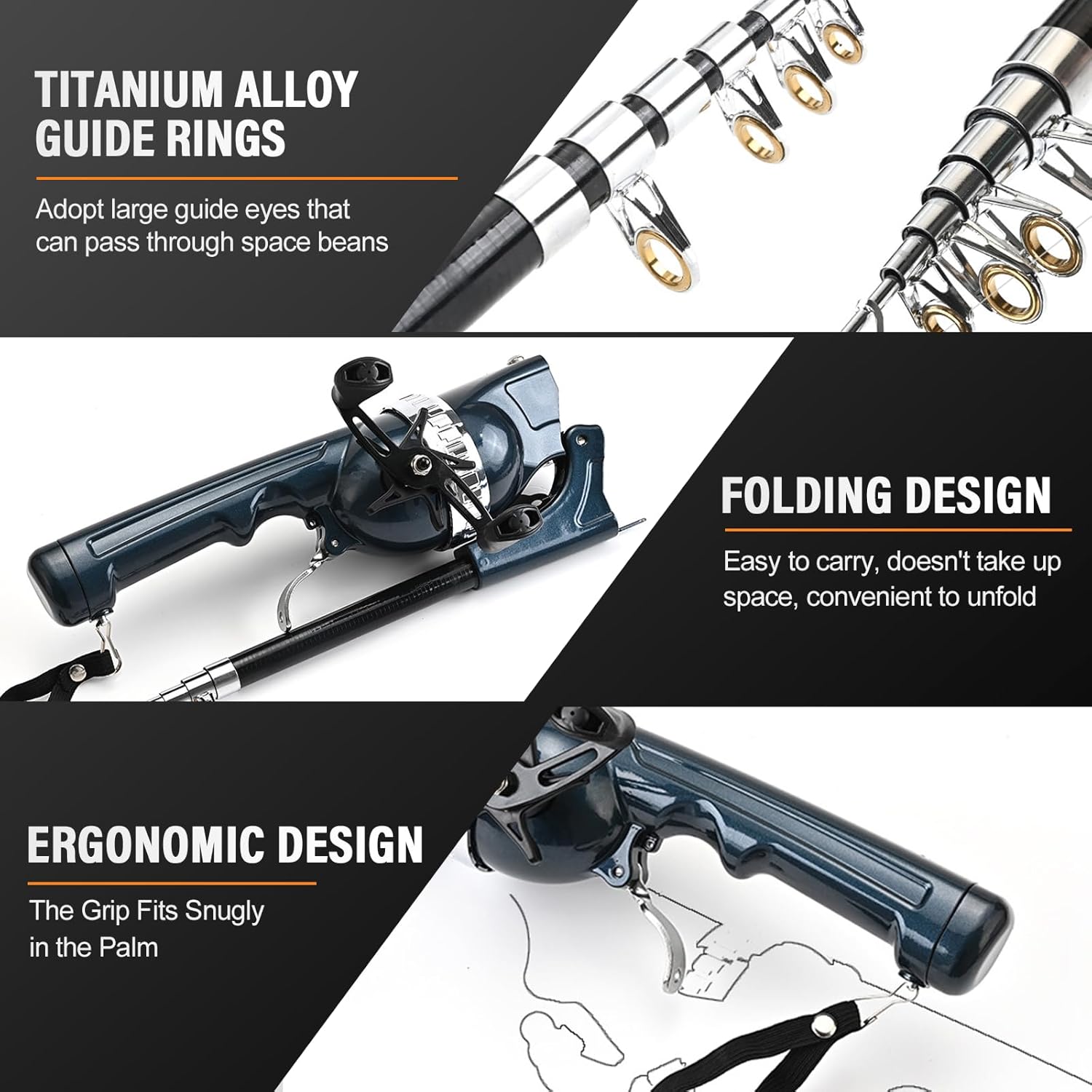 Foldable Fishing Rod, 2025 New Pocket Collapsible Telescopic Fishing Rod with Fishing Line, and Wheel Integrated, for Beginner Adult Saltwater Freshwater