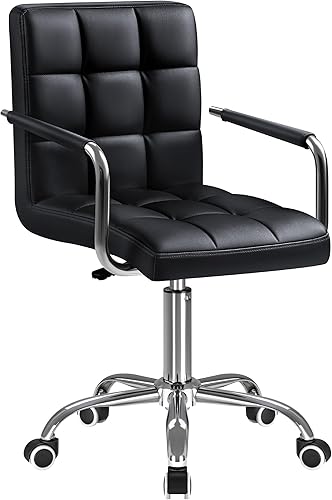 Furmax silla de oficina con respaldo medio de piel sintética, silla ejecutiva moderna, ajustable, silla de escritorio para el hogar, silla de