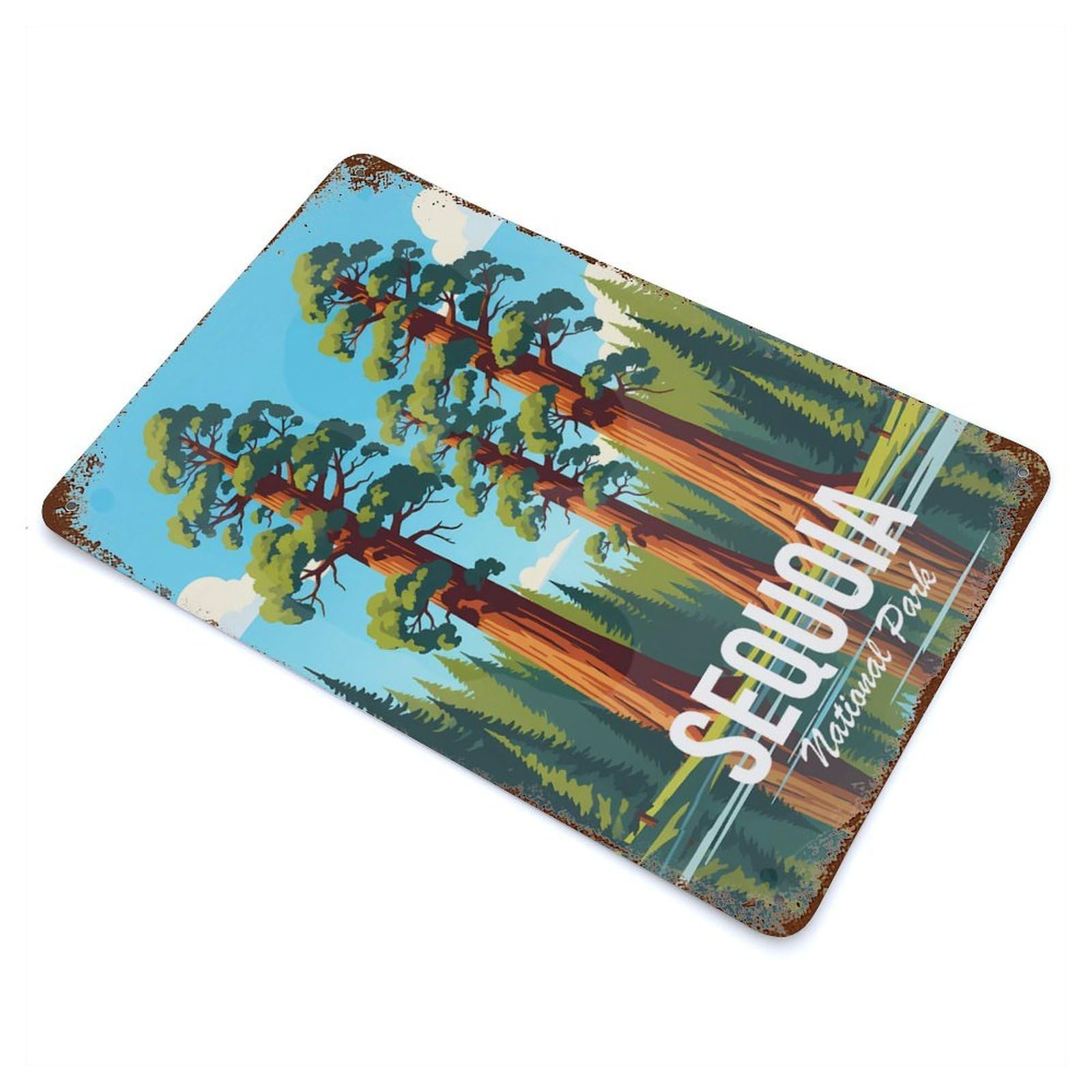 Sequoia National Park Weathered Tin Sign 11.8"x7.9", for Garage, Bar And Workshop Decor, Vintage Wall Decor