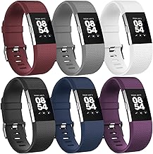 Vancle [6-Pack] Compatible for Fitbit Charge 2 Strap, Adjustable Replacement Strap with Aluminum Alloy Buckle for Fitbit Charge 2