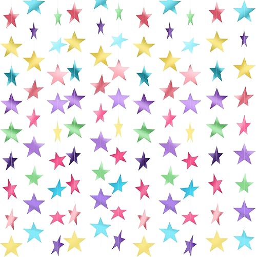 Miniatura 65 de Patelai Guirnalda de estrellas con purpurina decorativa de 130 pies para colgar en banderines de estrellas, telón de fondo para regreso a casa, Rojo