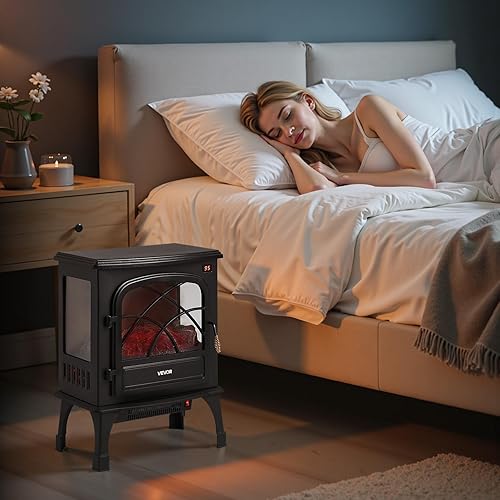 Miniatura 8 de VEVOR Chimeneas independientes de 25.5 pulgadas, calentador eléctrico portátil de 1500 W, 5120 BTU, con protección contra sobrecalentamiento, llamas