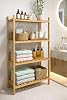 Exent, Dekoratif 4 Raflı Doğal Kayın Ahşap Banyo Dolabı, Banyo Rafı, Çok Amaçlı Dolap-50x32 cm h:90 cm