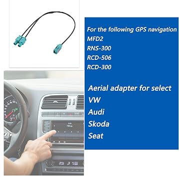 Anina Antenna Adapter for VW Audi Skoda Seat Aftermarket Radio Stereo Aerial Adaptor Cable Y-Antenna Adaptor Fakra (Z) Socket Double Fakra Plug Cable for MFD2 MFD3 RNS300 RNS310