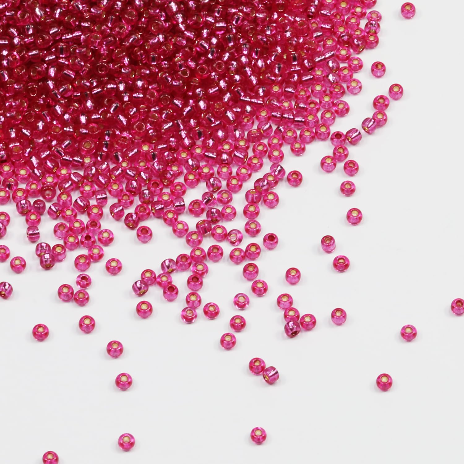 Tibaoffy Transparent Rose Red with Silver Lined Beads Size 8/0 Crafts Glass Seed Beads 3mm for Jewelry Making (Total About 100g About 3600pcs) โ image 1