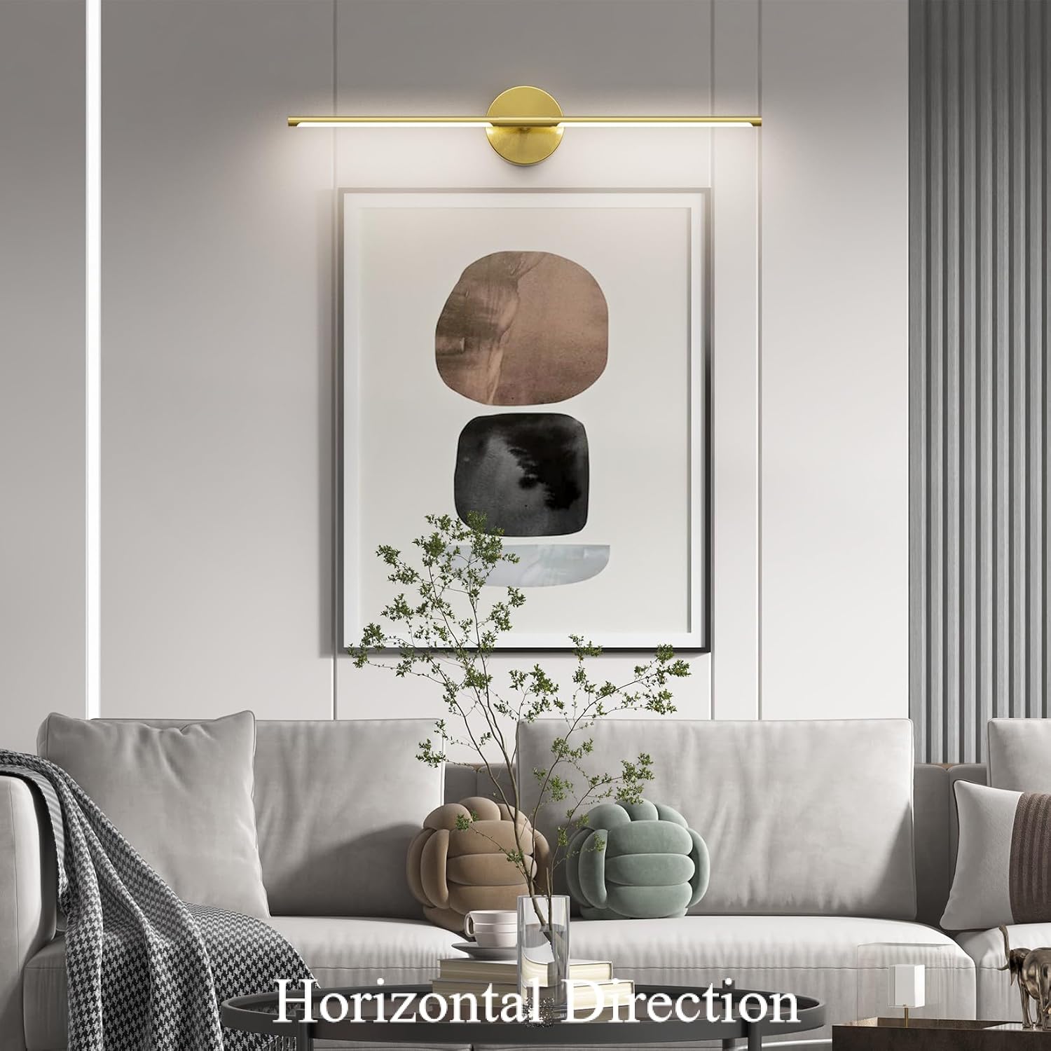 Gold Vanity Light 28Inch 5000K,18W Hardwired Bathroom Vanity Light Bathroom Light Fixture Over Mirror 360° Rotate