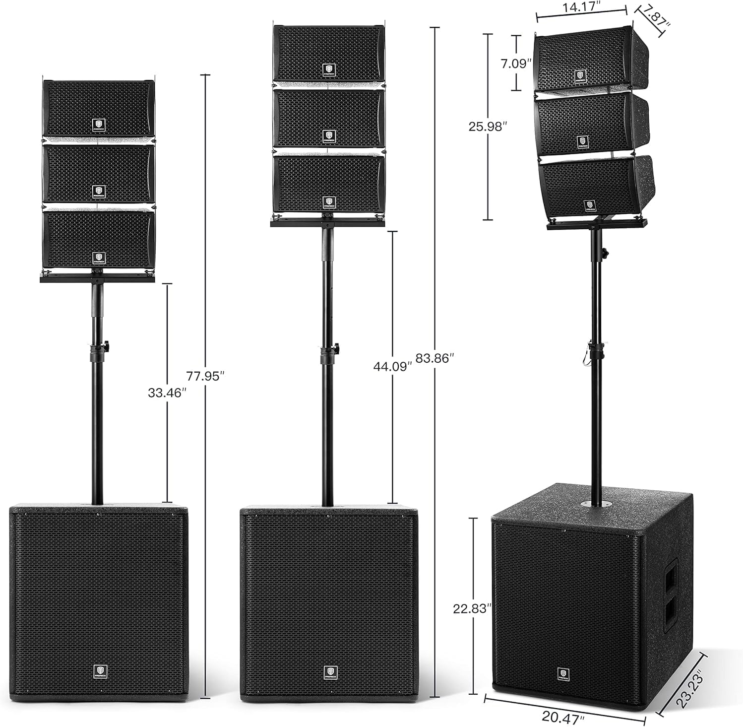 Professional 18INCH 8000W P.M.P.O Stereo Powered PA System, Line Array System Combo Set with Subwoofer, Bluetooth/USB Drive Read/SD Card/Remote Control for DJ, Performance, Home Outdoor Party, Events