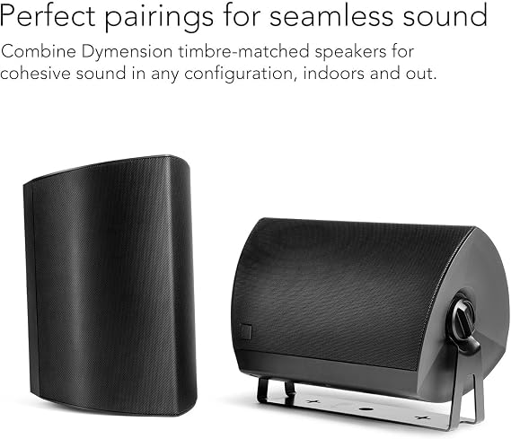 Definitive Technology Dymension AW-650 Outdoor Speaker (Black, Pair), Two-Way Surface Mount, 6.5 Woofer, 1 Tweeter, 5x10 Passive Bass Radiator, IP66 All-Weather Wired Outdoor Speakers