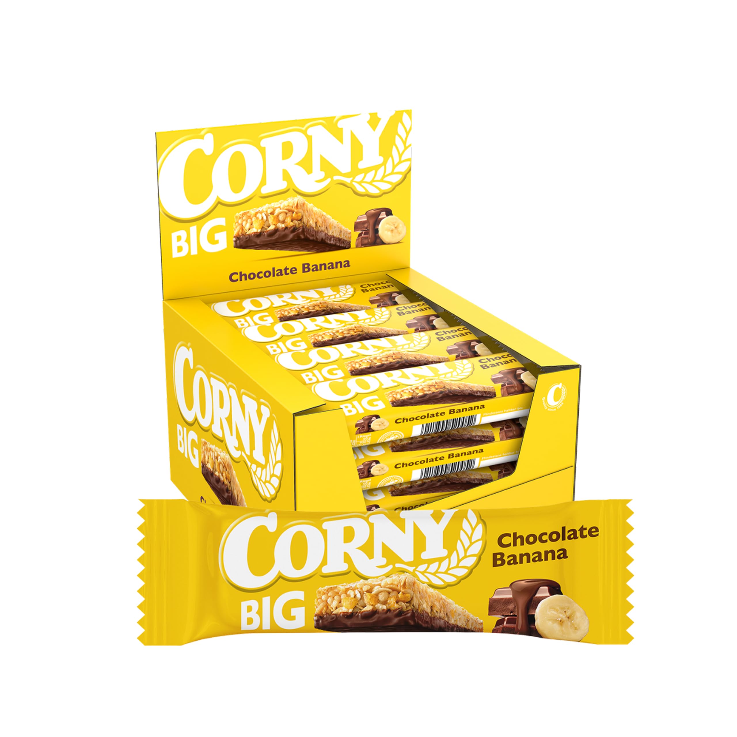 Corny Big, Barrita Sin Azúcares Añadidos Sabor Chocolate Banana, Más Grande, Sabor Intenso, Textura Crujiente, Pack 24x50g