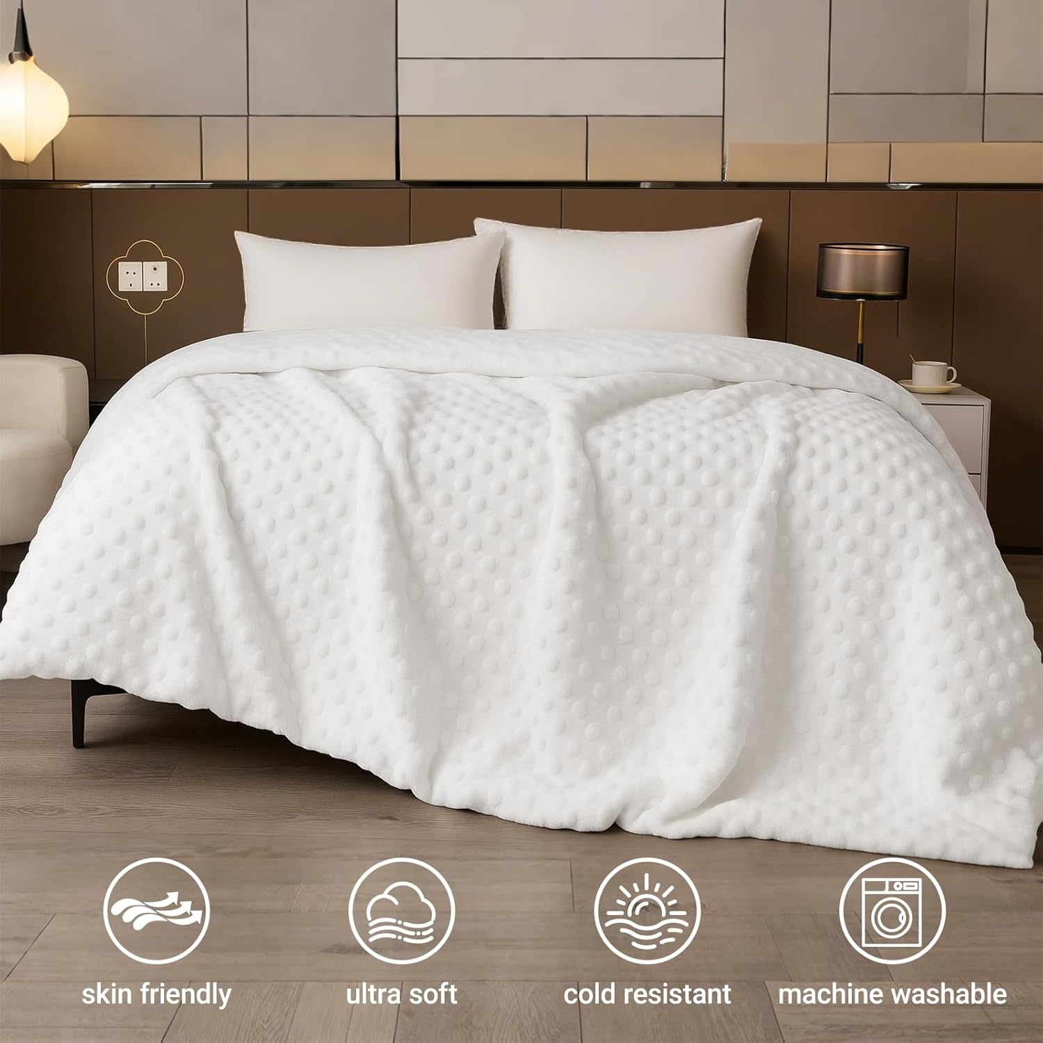 Grounding Blanket, Grounding Fleece Throw with Silver Conductive Layer - Natural Relaxation for Sleep Support, Tension Release,Comfort (Includes Grounding Cord) (White, 50 * 60in) - Image 6