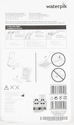 Miniatura 6 de Waterpik Estuche de almacenamiento con puntas de hilo dental y 6 puntas de repuesto funda de almacenamiento conveniente higiénica y resistente