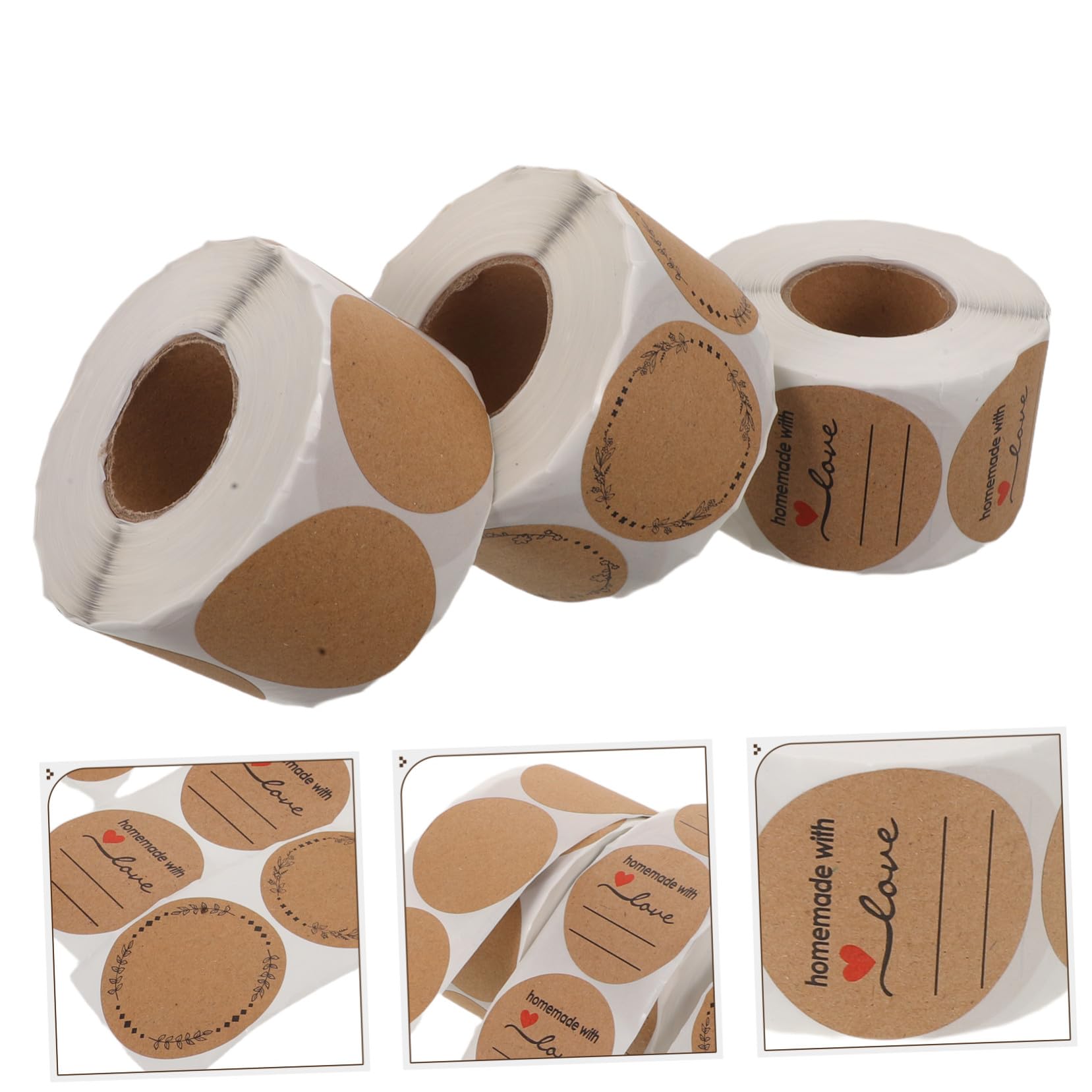 Mobestech 3pezzi Etichette Adesive Circolari Vuote in Rotolo per Imballaggio Spedizione Uso per Piccole Imprese Personalizzabili