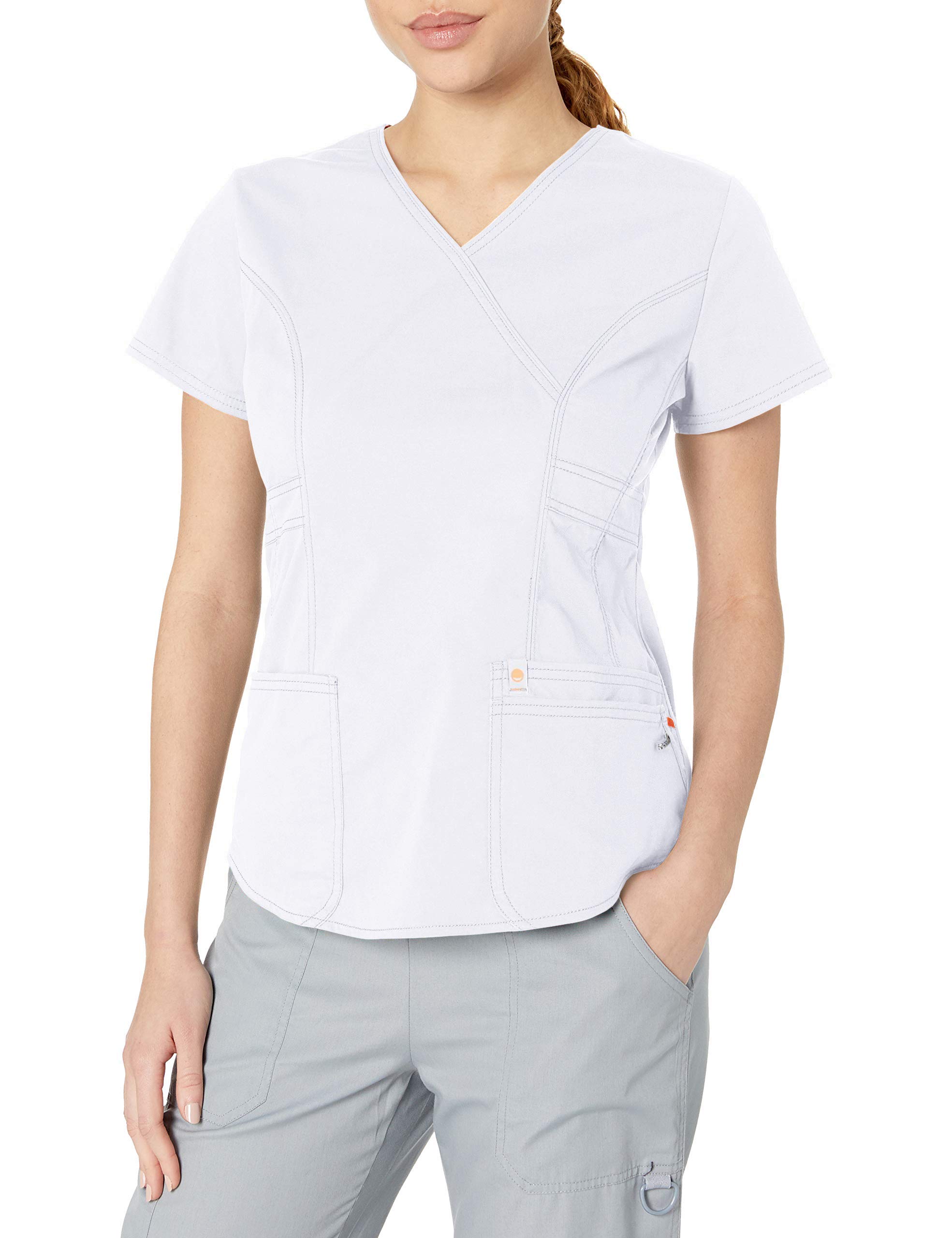 Code Happy Women's Plus Size Bliss Mock Wrap Top with Certainty, White, 5X-Large